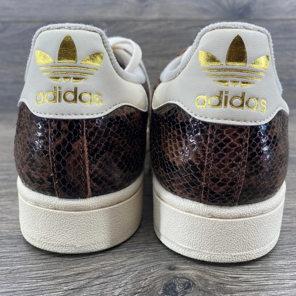 Adidas Superstar Sneakers Womens 8 Brown Snakeskin Shell Toe Leather Low Top